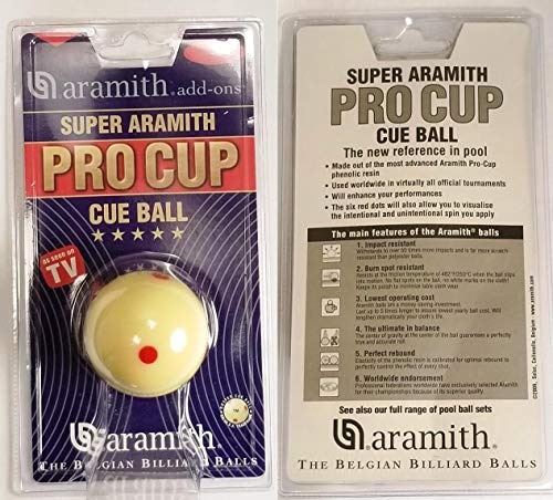 Aramith 2-1/4 Regulation Size Billiard/Pool Ball: Super Pro Cup Cue Ball with 6 Red Dots