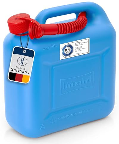 Hünersdorff Bidón para carburante STANDARD 10 L, PEAD Azul, con homologación UN, accesorios rojos