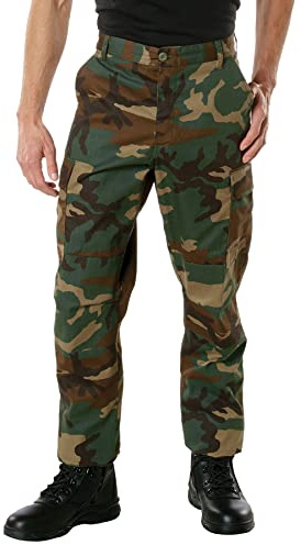 Rothco Tactical BDU Pants – Rugged Cargo Outdoor Hiking EDC Work Uniform, Woodland Camo, M