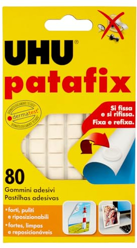 UHU Patafix 41710 - Gomma adesiva removibile, Bianco, confezione da 80 gommini