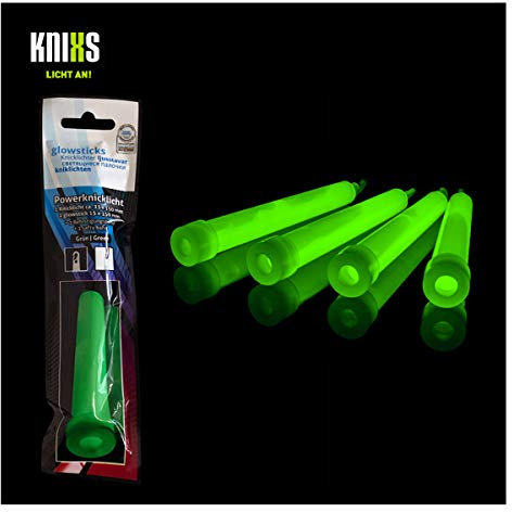 KNIXS - 10x Power-Knicklicht, seit 15 Jahren in Profiqualität, Glowsticks einzeln verpackt - 150 x 15 mm - Leuchtstab - Premium Grün Leuchtend - für Party, Festival, Hochzeit, Outdoor oder Notlicht