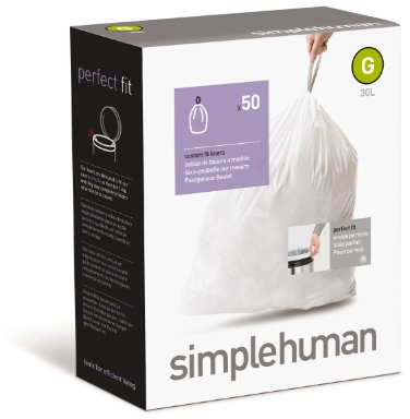simplehuman CW0167 Custom Fit Liners, Stainless-Steel, Grey, 30 Litre, Size G