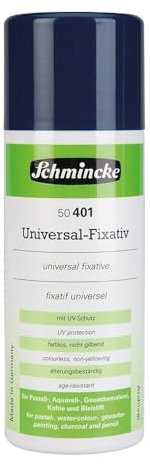 Schmincke - Universal-Fixativ, Aerospray, 400 ml, 50 401 042, Fixativ für Pastell-, Aquarell-, Gouachemalerei, Kohle-, Bleistiftzeichnungen, farblos, schnell trocknend