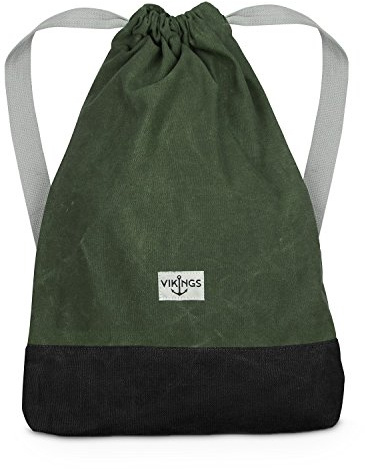 Ryggsäck gymväska gymväska bomull kanvas väska sport kvinnor män barn, Grön, 37x23.8x2.4cm