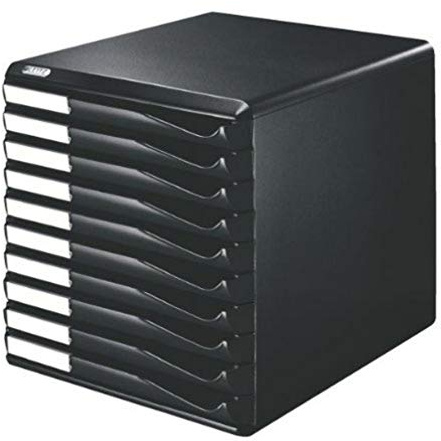 Leitz Formular-Set mit 10 Schubladen,Schubladenset zur Aufbewahrung von Dokumenten und Formularen, Schwarz, 52940095