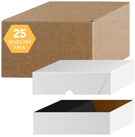 White Business Card Folding Box - Thick and Sturdy Cardboard Boxes for Storage Containers, Packaging, Card Holder and Organizer - 25 per Pack (7 x 3 1/2 x 2)
