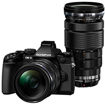 Olympus E-M1 Pro Kit Fotocamera Mirrorless 16.3 MP, Display LCD TFT 3, Obiettivo 12-40 mm e Obiettivo 40-150 mm, Nero/Antracite