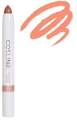 COSLINE Lippenstift Seerose 408, Heller Pfirsichton Mit Glanz, Hohe Deckkraft, Pflegend, Vegan, Made in Germany