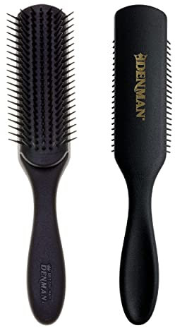 Jack Dean by Denman Curly Hair Brush D3 (All Black) 7 Row Styling Brush for Detangling, Separating, Shaping and Defining Curls - For Women and Men