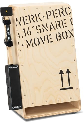 Schlagwerk MB110 Move Box Cajon – Cajon mobile portable – Idéal pour la scène et la marche – Jouable debout et en marche – Avec manche arrière et sangle de transport – Batterie mobile