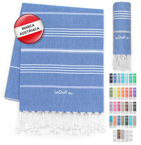 LeStoff Serviette fouta en Coton Biologique Labellisée GOTS. Légère et Ultra absorbante. Expédition sous 24-48h. Sky Blue 95 x 180 cm 102