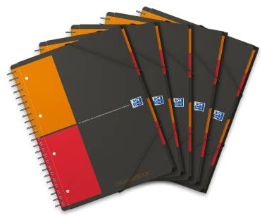 Oxford Organiserbook International A4, rutig, 160 sidor, gummimapp med 6 fasta register, 5 stycken