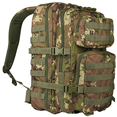 Mil-Tec US Assault Pack Tagesrucksack (20L) • Taktischer Militär Rucksack mit MOLLE-System • Bundeswehr Rucksack, Wanderrucksack, Reiserucksack für Outdoor, Camping & Einsatz • Vegetato Woodland, S