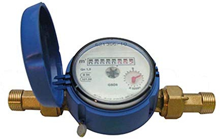 Contador de agua 12,6 mm Bmeters, esfera semi-seca, chorro único.