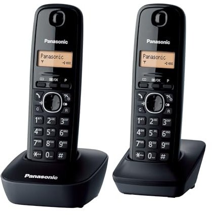 Panasonic KX-TG1612FRH Téléphone Numérique Sans Fil, Base et 2 Combinés, Identification de l'Appelant, Batterie Longue Durée, LCD, Mémoire de Rappel, Réveil, RÉPONDEUR TouteTouche, gris anthracite