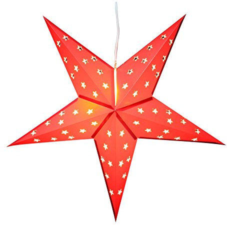 BRUBAKER Falt Weihnachtsstern mit 10 LED, 60 cm Ø, Rot