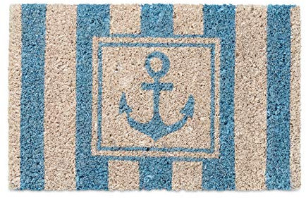 Relaxdays Fußmatte Kinder mit Bild Motiv Anker als Türvorleger klein für Kinderzimmer aus Kokos mit rutschfestem Boden aus Gummi Mini Fußabtretet und Türmatte HBT: 1,5 x 40 x 25 cm, Motiv: Anker