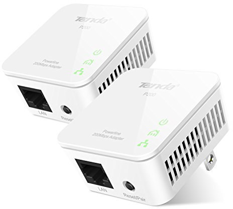 Tenda Powerline P200 Kit, AV 200Mbps su Powerline, 1 Porta Ethernet, HomePlug AV, Plug and Play, Risparmio Energetico, Kit con 2 Adattatori, Rete PowerlineLAN Fino a 300 Metri di Copertura