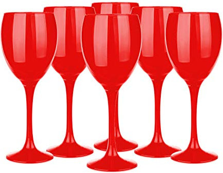 Juego de 6 copas de vino 300 ml en paquetes de 6 rojo Rainbow color vino vidrio
