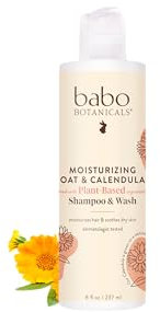 Babo Botanicals Moisturizing Baby Shampoo and Wash Oatmilk Calendula, 8 Ounce - Best Baby Shampoo Soothes Baby's Sensitive Skin; Natural Oat; Sensitive Skin; Dry Skin; Cradle Cap; Eczema
