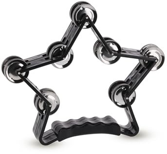 GEWA Schellenring Stern - 14-Paar verchromte Schellen - Zweireihig - Farbe schwarz