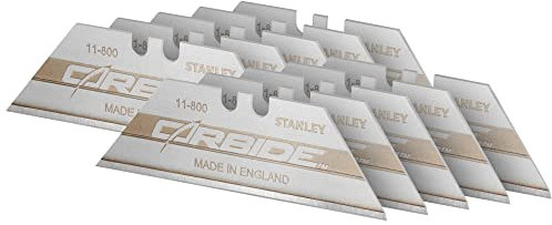 Stanley - FatMax 2 - 11 - 800 Pack hojas de cuchillo de alto rendimiento Carbide, Plateado, Estándar, Set de 10 Piezas