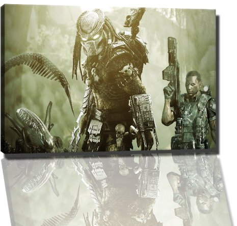 aliens vs predator Bild auf Leinwand -- 120x80 cm fertig gerahmte Kunstdruckbilder als Wandbild - Billiger als Ölbild oder Gemälde - KEIN Poster oder Plakat