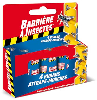 BARRIERE A INSECTES Ruban Attrape-Mouches, stop la reproduction des moustiques, 4 rouleaux, BARFLY