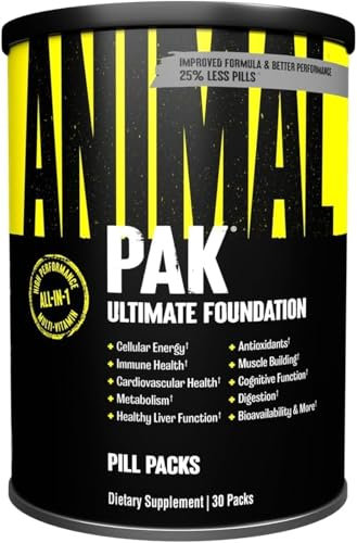 ANIMAL Pak Ultimate Foundation - Complejo Multivitamínico 12 en 1 con Vitaminas, Minerales y Aminoácidos - con Vitamina D3 K2 y Magnesio - 30 Paquetes