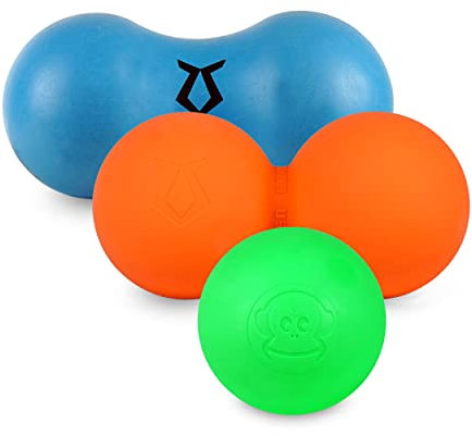 Zen Core Massage Ballset Original - Duoball aus Hartgummi, Faszienrolle aus Weichgummi, Massageball aus Hartgummi 3er Set sehr praktisch und geeignet für Triggerpunkt- & Faszienmassage