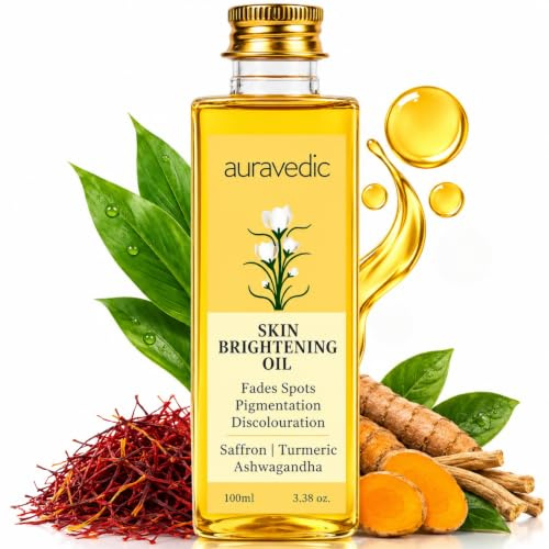Auravedic Turmeric Face Oil | Saffron & Ashwagandha Ayurvedic Glow Oil for Dull & Uneven Looking Skin | Nourishing Face Massage Oil for Radiant Skin | 100ml (Pack of 1)