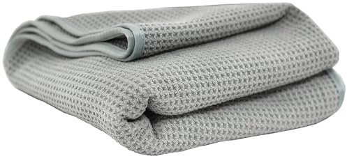 Chemical Guys Waffle Weave Gray Matter Microfiber Drying Towel - 25 x 36, Premium Blend Microfiber Towel with Soft-Banded Edging for Scratch-Free Car Drying, Ultra Absorbent