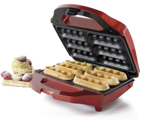 American Originals EK1628 6-Finger Waffle Maker for Fun Cooking, Red