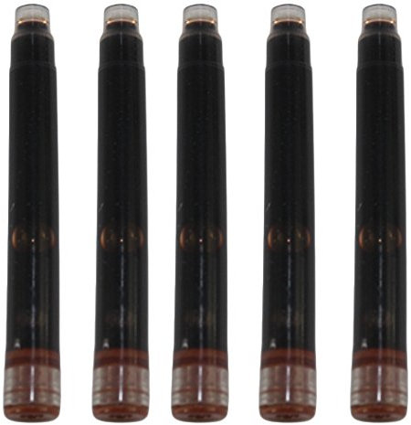 Gullor 25 PCS International Size Pen Ink Cartridge to Fit Jinhao Fountain Pens, Brown, 5 Packs