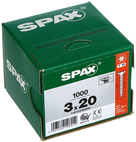 Spax – Vis universelle, tête fraisée, 4 Cut, T-Star plus en T, galvanisé Blank a2j – 1191010350155, 1191010300205