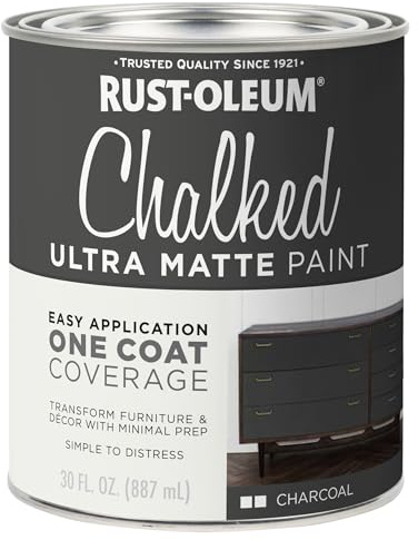 Rust-Oleum Charcoal Chalked All-in-One Ultra Matte Paint | One Coat Coverage | No Primer, Sanding, Or Topcoat Needed | Easy Clean Up | Made in USA | 30 OZ