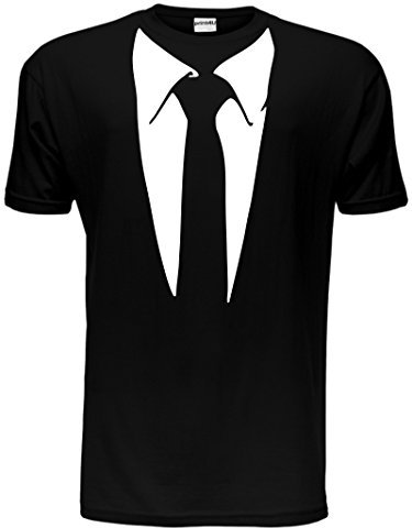 Krawatte mit Kragen Smoking Lustiges Geschenk Herren T-Shirt Größe S-XXL Gr. L, Schwarz