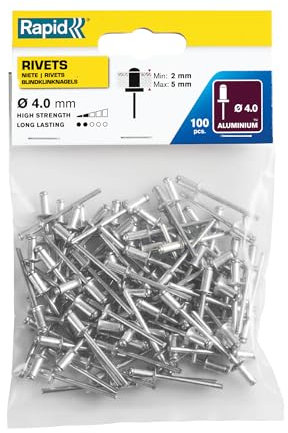 Rapid 5000378 Remaches, 0 W, Plateado, 4x8mm