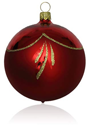 Lauschaer Glas Christbaumkugeln rot glanz/matt 5 Stück d 6cm Christbaumschmuck Weihnachtsschmuck mundgeblasen,handdekoriert
