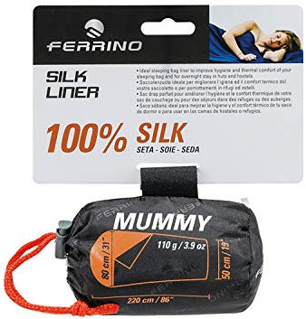 Ferrino Unisex – Erwachsene Silk Liner Mummy Bettlaken, Weiß, 220x80x50 cm