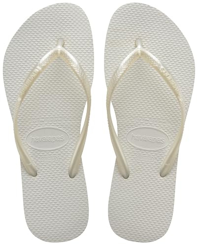Havaianas - Slim, Tongs Élégantes, Durables et Polyvalentes, avec Semelle Texturée pour Adhérence et Soutien, Femme, Blanc, Taille 37-38 EU