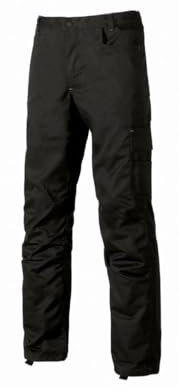 U-Power Pantalon de travail pour homme, pantalon cargo à taille élastique, avec poches genouillères, multi_poches, tissu confortable, vêtement extérieur résistant et durable (Black Carbon 48)