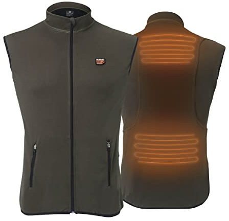 30seven Gilet sans Manches Chauffant pour Hommes et Femmes, Veste avec Chauffage alimenté par Batterie, approprié pour Le Camping Moto, Chasse, Ski, Respirable et Lavable, Regular Fit, Vert, Large…