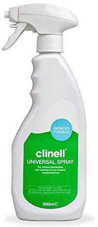 Clinell Universal Cleaning and Disinfectant Spray for Surfaces - 500 ml - White Universal Spray, Kills 99.9% of Germs, Quick Action, Surface Cleaning, NO Bleach