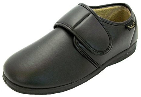 Size 10 Men's Dr Chris Dr Keller Black Vinyl Touch Fastening Slippers, Black, 10 UK