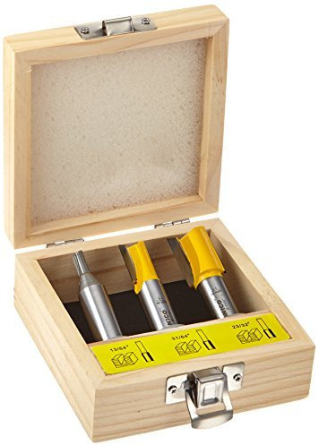 Yonico 14323 3 Bit Undersize Plywood Dado Router Bit Set 1/2-Inch Shank