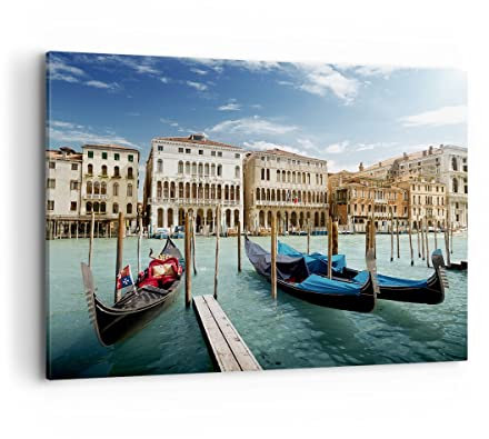 Bilder auf Leinwand 100x70cm Leinwandbild Architektur venedig italien gondel Groß Wanddeko Bild Schlafzimmer Deko Wandbilder Dekoration Wohnzimmer Wall Decor Canvas Wand Kunstdruck Art AA100x70-2705