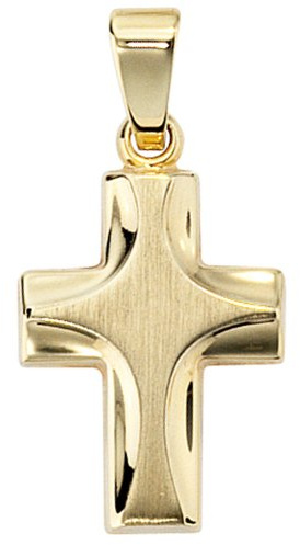 Kreuzanhänger Anhänger Kreuz aus 585 Gold Gelbgold massiv Unisex Goldanhänger