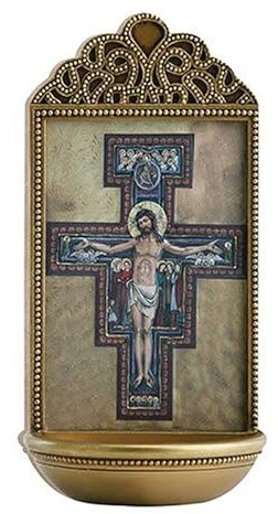 Jesus San Damiano Crucifix Holy Water Font - Marco Sevelli - YC917