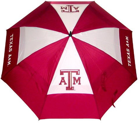 Team Golf NCAA Texas A&M Aggies Golf Umbrella 62 Golf Umbrella with Protective Sheath, Double Canopy Wind Protection Design, Auto Open Button